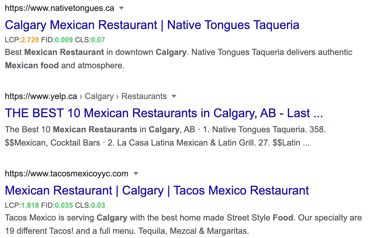 core serp vitals extension example