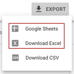 gsc export button
